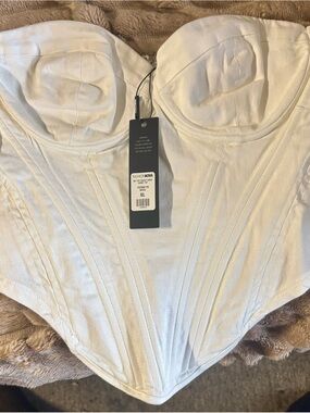 Fashion Nova White Structured Bae for Tonight Corset Denim top